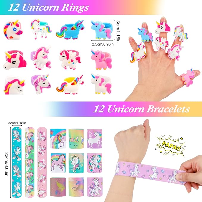 Unicorn Party Favors, 12 Pack Unicorns Birthday Party Supplies - Unicorn Decorations Goodie Bags Fillers for Girls Kids Pinata Fillers