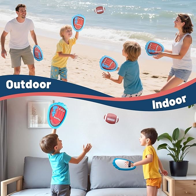 iPlay, iLearn Toddler Baseball Toy, Boy Toss Catching Ball Game Toy W/ 2 Gloves 6 Soft Balls, Sport Outdoor Yard Beach Play for Family Activities, Fun Birthday Gifts 3 4 5 6 7 8-12 Year Old Girl Kids