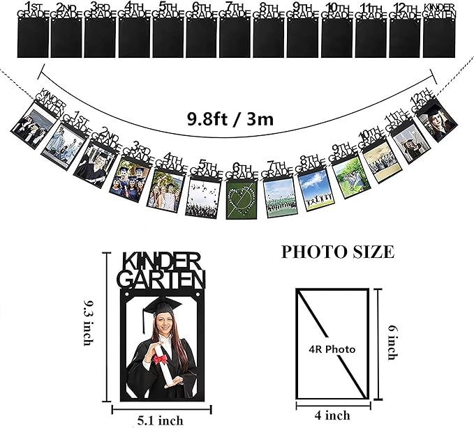 Graduation Photo Banner for Party Decoration, Including Kindergarten to 12th Grade Picture Banner Middle High School College Graduation Party Supplies