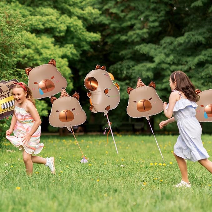 Civaner 10 Pcs Capybara Foil Balloons Animal Theme Birthday Party Decorations Capybara Aluminum Foil Balloons for Baby Shower Wedding Gender Reveal Party Supplies