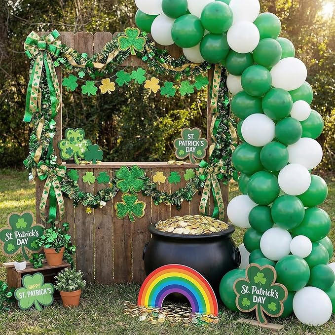 LovesTown 110PCS Latex Balloons 12inch, Party Balloons Arch with Ribbon for Birthday Jungle Family Reunion Party St. Patrick's Day Decorations Dark Green