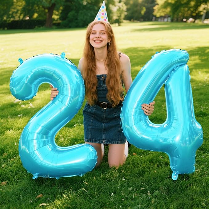 Light Blue Number 4 Balloons 40 Inch Big Foil Number Balloons Giant Balloon 14th 24th for Boys Girls Baby Shower Anniversary Decorations, Photo Backdrop Props