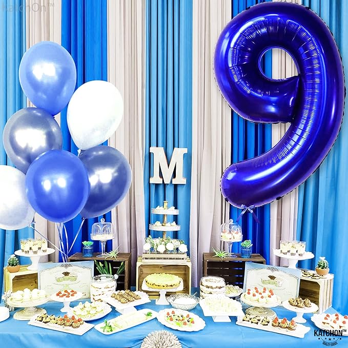 KatchOn, Giant Royal Blue Number 9 Balloon - 40 Inch | Foil 9 Birthday Balloon for 9th Birthday Decorations | 9th Anniversary Decoration | Royal Blue Party Decoration
