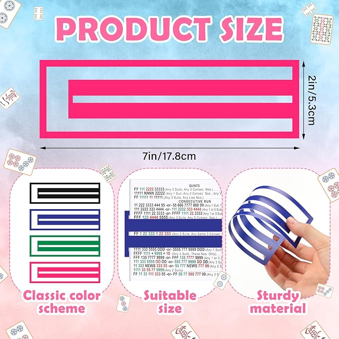 4 Pcs Mahjong Line Reader Clip for Mahjong Card Line Finder Strips Guide Accessories Rules Helper and Gifts for Beginners Players Travel Parties Game Nights (Classic Color)