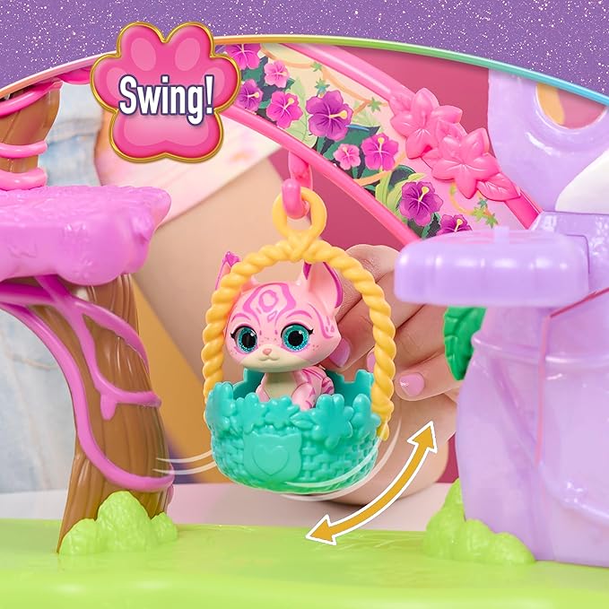 Disney Jr. SuperKitties Su-Purr Wild Playset with Slide and Swing, 5-Pieces, 3 Poseable Figures, Toy for Fans, Girls, Kids, Ages 3 and Up by Just Play