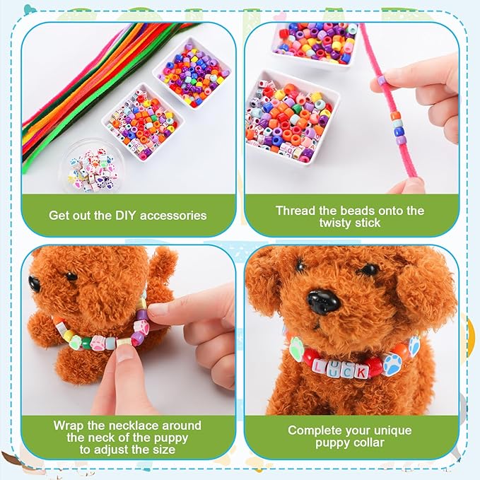 1041 Pcs Adopt a Puppy Pet Party Supplies DIY Kit, Puppy Adoption Station Package Supplies Make a Collar for Your Pet for Dog Birthday Party