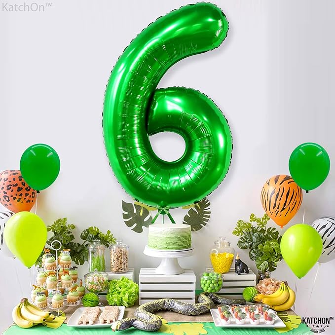 KatchOn, Giant Dark Green Number 6 Balloon - 40 Inch | 6th Birthday Balloons for 6th Birthday Decorations | 6 balloons for Birthday | Six Balloon Number | 6 Year Old balloon for 6 Year Decorations