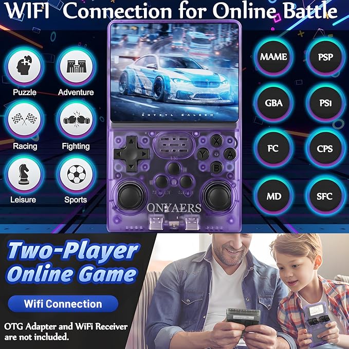 R40s Pro Handheld Game Console, Retro Gaming Console with 3.5-in IPS Screen, 256GB Memory Built-in 30,000 HD Video Games, Portable Video Game Consoles with 3800mAh Battery (Gray)