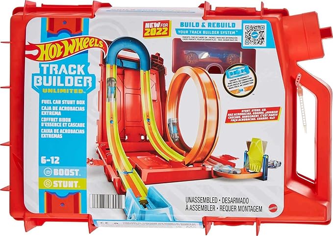Hot Wheels Toy Car Set, Track Builder Unlimited Playset Fuel Can Stunt Box, 14 Component Parts & 1:64 Scale Vehicle