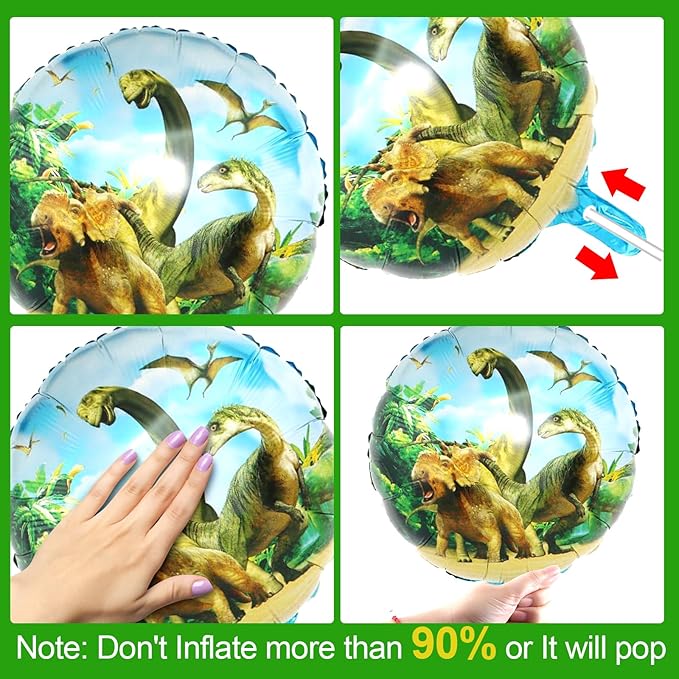 Dinosaur Birthday Decorations, Dino Theme Party Supplies&Decorations Set Include Banner Tablecloth Balloons Cake Toppers Plate Napkin for Kids Party