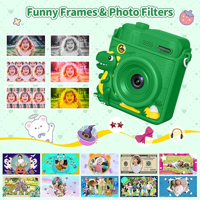 Kids Camera Gifts for Girls Boys - Christmas Birthday Xmas Gift for Girl Boy Age 3 4 5 6 7 8 9 10 11 12 Year Old - Instant Print Digital Toys Ages 3-5 6-8 8-12 Years Olds - Toddler Learning Kid Toy
