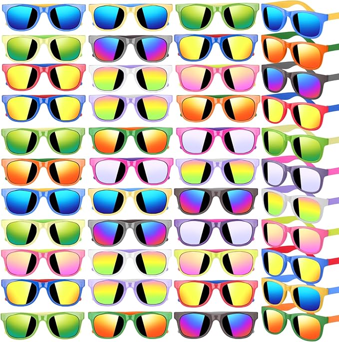 32 Pack Kids Sunglasses Bulk, Sunglasses Party Favors for kid, 16 Colors Neon Sunglasses with UV400 Protection, Gift for Birthday, Beach, School Prizes Goodie Bags Stuffers, Summer Pool Party Supplies