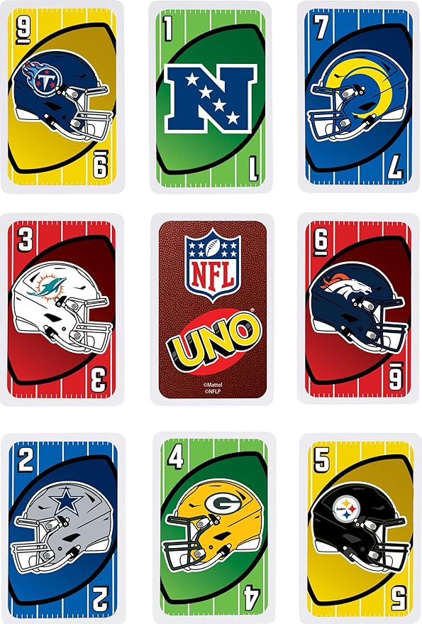 Mattel Games UNO NFL Card Game in Storage Tin Box for Kids, Adults, Parties & Travel with NFL Team Logos & Special Rule (Amazon Exclusive)