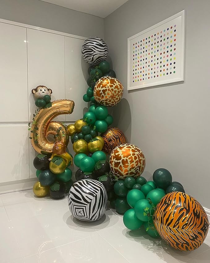 Zebra Elephant Balloons Wildlife Elephant Monkey Lion Zebra Giraffe Leopard Shaped Balloons for Jungle Safari Theme Kids Birthday Party Decorations