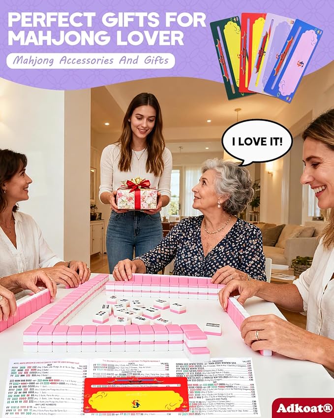 Adkoat® 4PCS Chinoiserie Mahjong Line Finder - Mah Jongg Card Guided Reading Ruler Tracker Tool for Beginner Seniors - ADHD Dyslexia Overlays Aid Maker Reader - Mah Jongg Accessories and Gifts