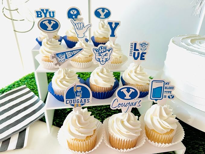 Brigham Young University Cupcake Topper Party Supplies for BYU Football, Birthday, Graduation Party Decorations (24 Pieces) (BYU Cougars)