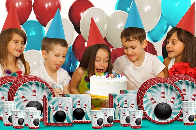 Bowling Fun Birthday Party Supplies Set Plates Napkins Cups Tableware Kit for 16