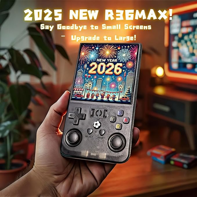 MYCHA R36MAX Retro Handheld Game Console Christmas Set with Gift Card & Bag,4 inch HD IPS Screen 128GB 21000+Classic Games,Portable Gift for Gamer (Glacial Blue Set)