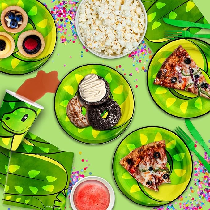 Snake Birthday Party Supplies Set Plates Napkins Cups Tableware Kit for 16