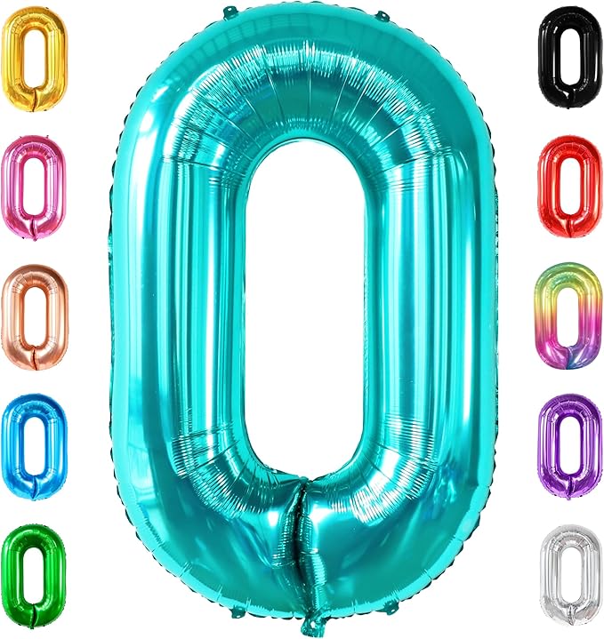 KatchOn, Huge Aqua Blue 0 Balloons - 40 Inch | Turquoise Balloons | Teal Number 0 Balloon | Turquoise Number Balloons for Mermaid Birthday Decorations | Aqua Decorations, Ocean Themed Birthday Party