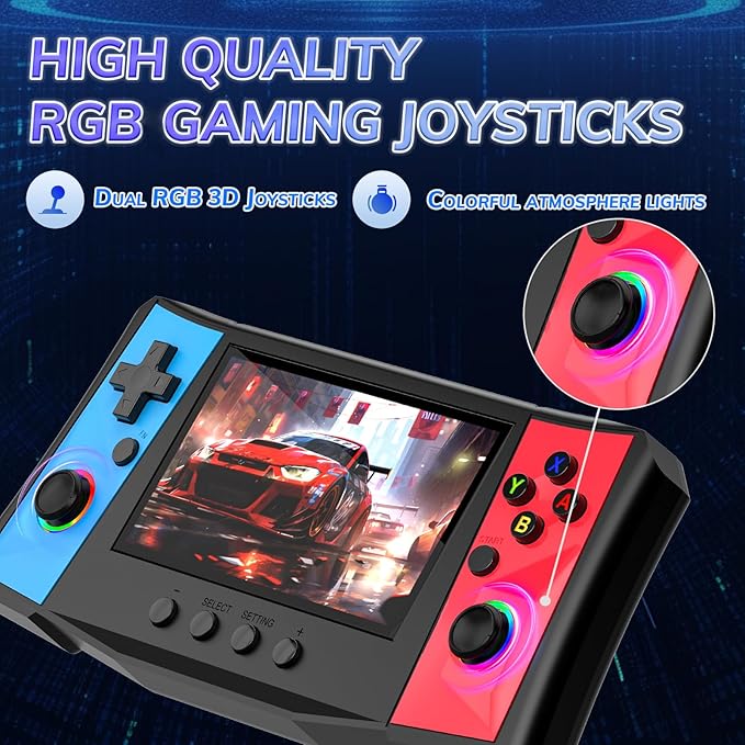 FVBADE 【50000 in 1】 R50 Ultra Handheld Game Console 4.5 inch IPS Screen Mini Retro Console 4000mAh Portable Pocket Arcade 12+ Mainstream Emulator 256G TF Card Transparent(Red)