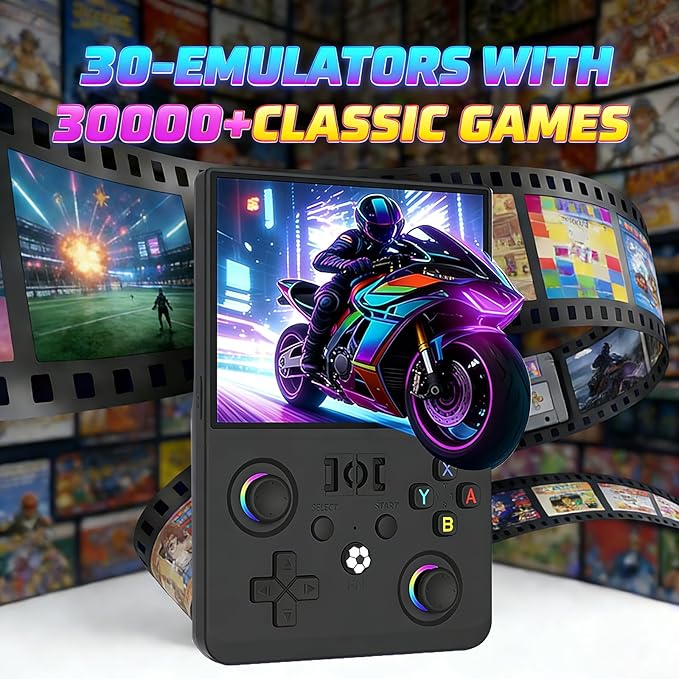 R36MAX 2 Retro Handheld Game Console, 4.5 Inch IPS HD Screen Portable Retro Game Console, 1.5GHz CPU Support 30+ Emulator Console Video Game Console, 4000mAh (Black)