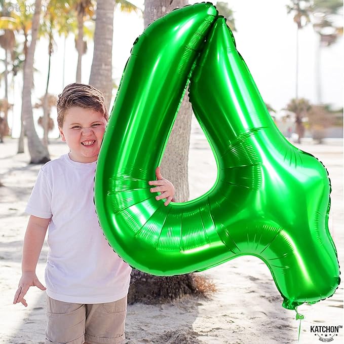 KatchOn, Dark Green Number 4 Balloons - 40 Inch | 4 balloon Green for Birthdays | 4th Birthday Balloons Boy, 4th Birthday Decorations for Boys | 4 balloon number for Anniversary Decorations
