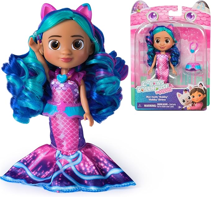 DreamWorks GABBY'S Dollhouse The Movie, Mer-Tastic Gabby Doll, with Mermaid Themed Doll Clothes & Doll Accessories, Kids Toys for Girls & Boys Ages 3 and Up