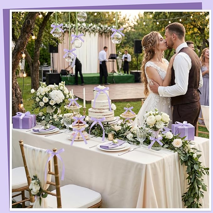 30 Pack Bow Cake Toppers Purple Ribbons Bows for Cake Bow Cupcake Toppers Purple Bow Birthday Decorations for Baby Shower Birthday Wedding Party Supplies