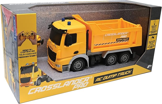 LEXiBOOK, Crosslander® pro RC Dump Truck, Remote Controlled Dump Truck, Light Effects, Rechargeable, RCP10