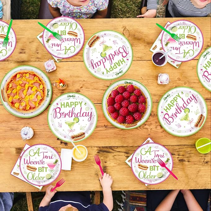 96Pcs Weenies and Tinis Birthday Decorations Hotdog Martini Plates and Napkins Tinis Bit Older Birthday Decoration Favors for Women Girls Hotdog BBQ Themed Bday Bachelorette Party Supplies Serves 24