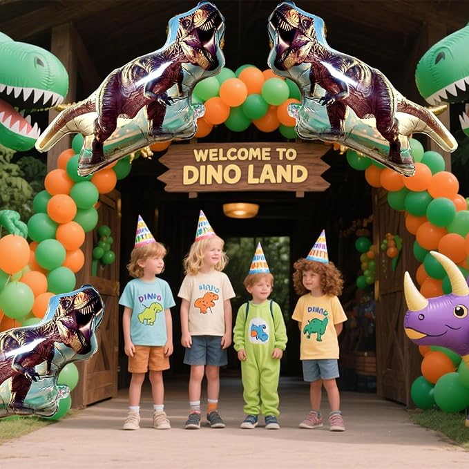 TUWUNA 4Pcs Dinosaur Balloons for Dinosaur Birthday Party Decorations Kids Party Supplies