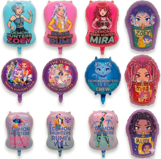 12 Pcs For K-pop Birthday Decorations, Foil Balloons for Party Supplies, K-pop Anime Themed Birthday Decor for Boys Girls