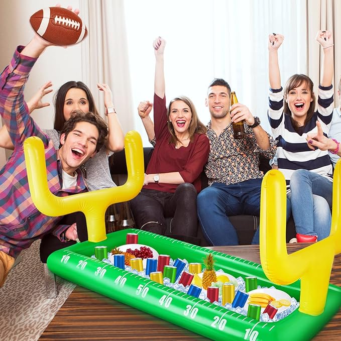 Inflatable Football Field Cooler Football Party Drink Cooler Football Party Decor Inflatable Ice Serving Bar for Game Sports Party Supplies Decorations Drink Beer Food, 53 x 28 in