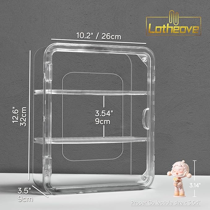 Clear Acrylic Display Case, Figures Display Box Wall Mounted with Lights for Pop Mart Funko Collectibles LEGO Minifigures Mini Action Figurines Mini Toys Pop,3 Tiers Detachable Desktop Dustproof