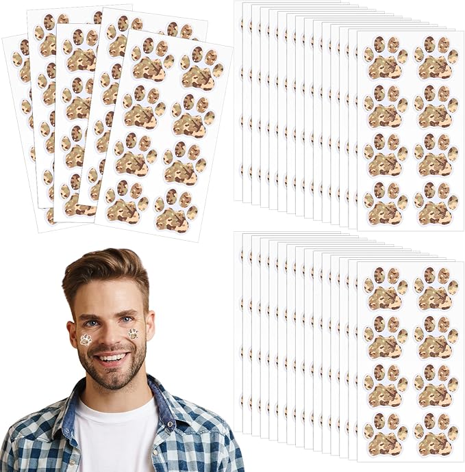120 Pairs Desert Camouflage Eye Black Bulk Tiger Paw Football Stickers Sport Glitter Eyeblack Sticker Team Spirit Accessories for University College Game Day Sport Fan Themed Party Supply