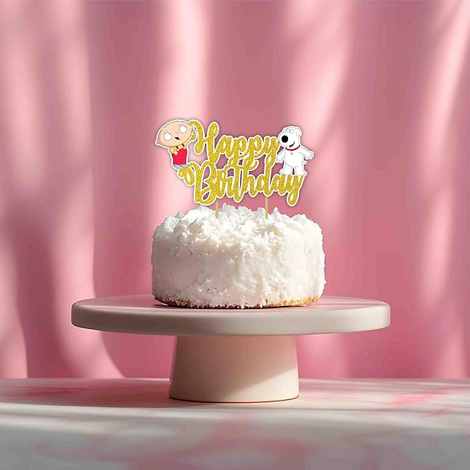 Stewe Grifin Happy Birthday Cake Topper – Cartoon Comedy Theme Cake Decoration for Birthday Celebration, Character Style Dessert Topper for Party Cakes, Table Display Styling, Photo Setup.