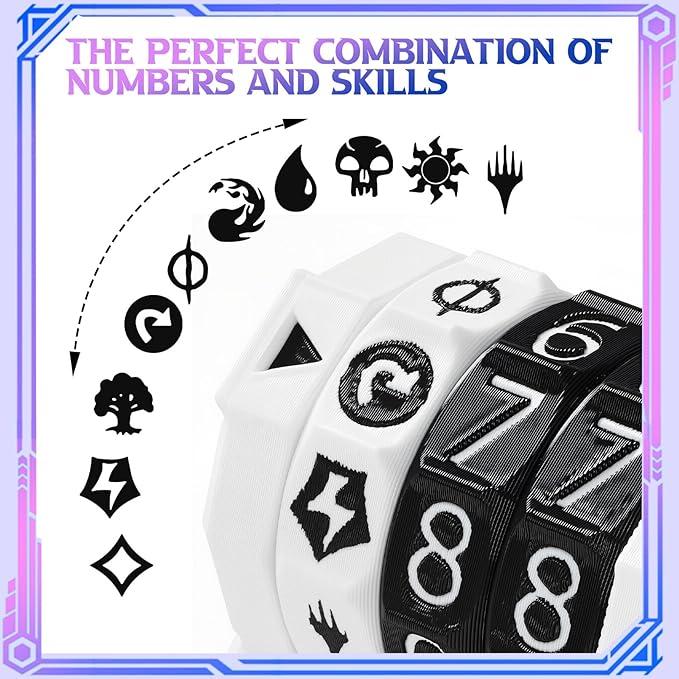 MTG Life Counter Wheel Health Tracker Gradient Game Counter for Board Game Compatible Table top Games with Magic Card Game Accessories CCG Creature Stats (White with Black)