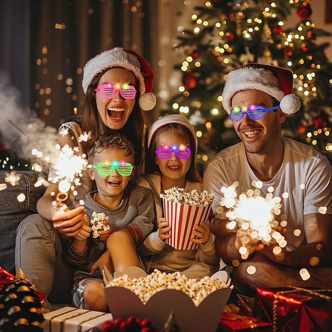 20 Pack Led Glasses,Light Up Glasses,Glow Glasses Glow In The Dark Party Supplies Suitable For Kids/Adults, Rave neon Flashing Party For Birthday Mardi Gras New Year's Eve Decoration