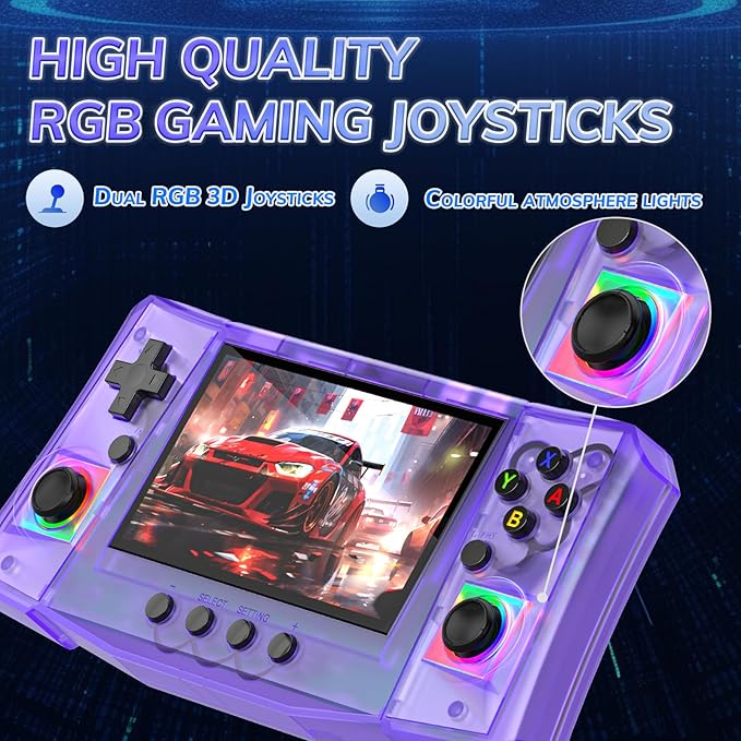 FVBADE 【50000 in 1】 R50 Ultra Handheld Game Console 4.5 inch IPS Screen Mini Retro Console 4000mAh Portable Pocket Arcade 12+ Mainstream Emulator 256G TF Card Transparent