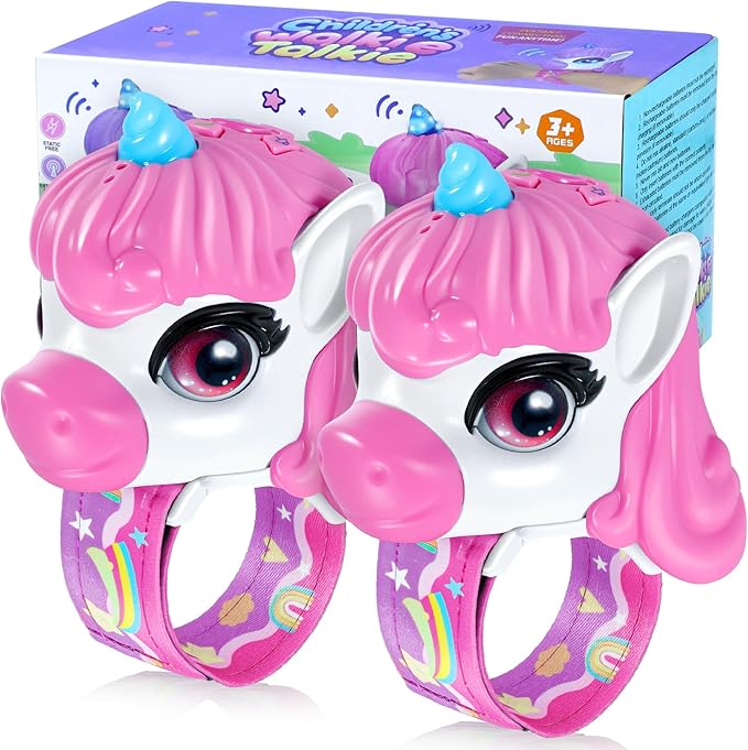 Vvinca Walkie Talkies for Kids 2 Pack, Unicorn Toys for Girls Age 3-4-5-6-7 Christmas Birthday Gifts 8 9 10 11 12 Year Old Long Range Camping Outdoor Toddler Toy Walkie-Talkie Stocking Stuffers