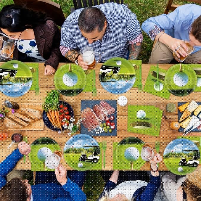 96 Pcs Golf Party Supplies Paper Plates Napkins Golf Party Birthday Tableware Set Decorations Favors for Men Women Serves 24