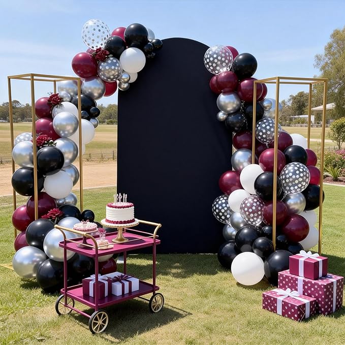FunHot Maroon Balloons, 50 Pcs Burgundy Black Balloon, 12 Inch Burgundy Metallic Silver Confetti Latex Balloons for Birthday Wedding Baby Shower Bridal Shower Graduation Anniversary Party Decorations