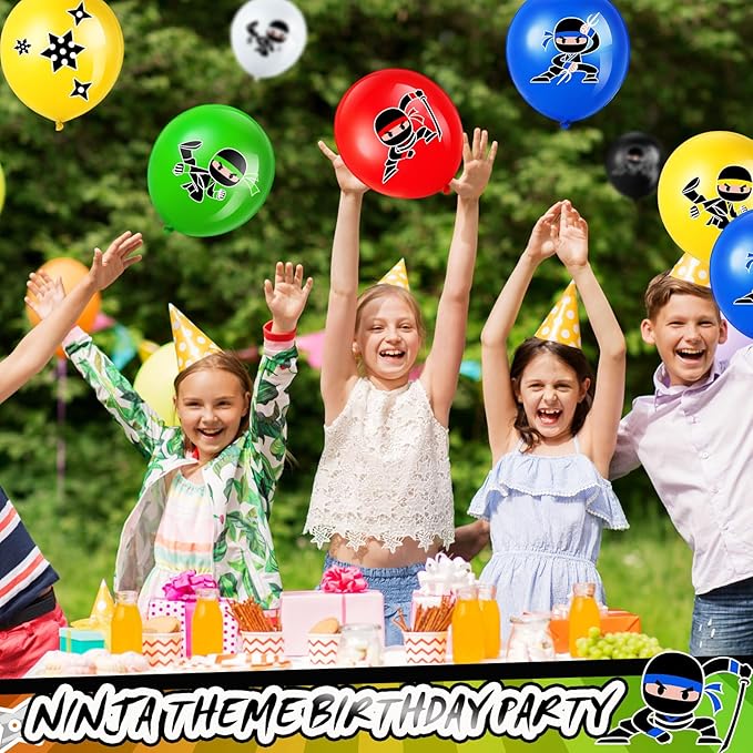 Deekin 60 Pcs Ninja Balloons for Kids Ninja Birthday Party Decorations for baby shower Supplies toddler Birthday Party Favors Centerpiece, Latex Balloons(Multicolor)