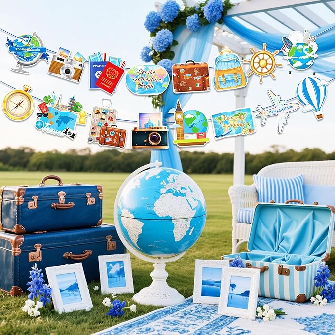 Adventure Awaits Banner Travel Party Supplies Adventure Begin Garland for Birthday Graduation Retirement Farewell Going Away Bachelorette Party Decor Supplies