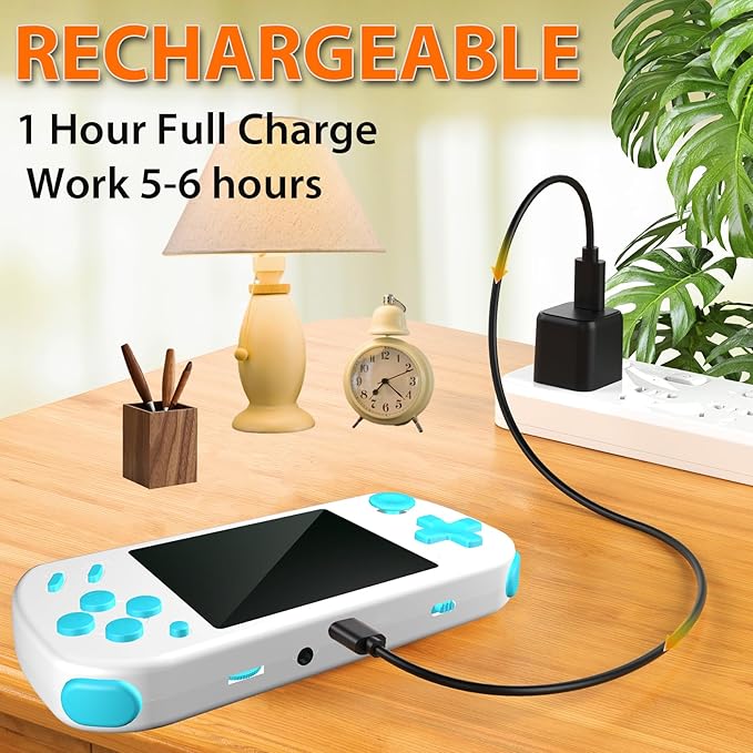 Handheld Games for Kids Adults with Built in 268 Classic Retro Video Games,3.0'' Color Screen Rechargeable Portable Arcade Gaming Player,Boys Girls Travel Electronics Toys Birthday Gift (C-White)