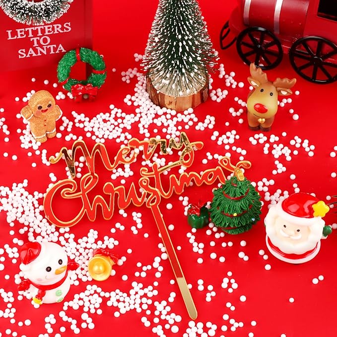 Hooqict 9Pcs Christmas Cake Decorations with Santa Claus, Reindeer, Snowman, Gingerbread, Merry Christmas Cake Topper for Xmas Holiday Birthday Party Cake Decorations Supplies