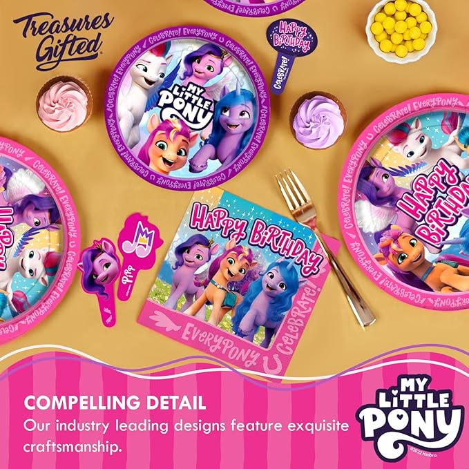 Treasures Gifted Officially Licensed My Little Pony Cake Topper - My Little Pony Cake Decorations - My Little Pony Dessert Topper - My Little Pony Cake Picks - My Little Pony Birthday Party Supplies
