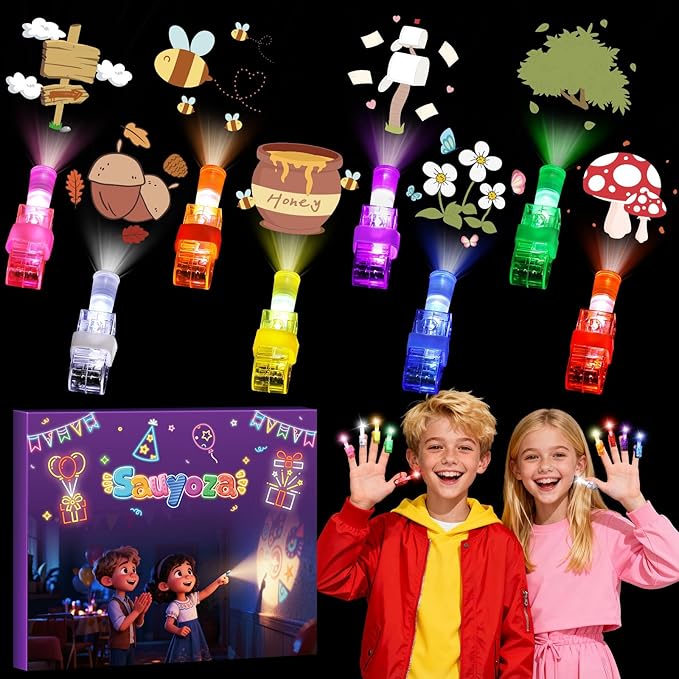 36 Pack Bear Party Favors LED Finger Lights for Kids, Birthday Goodie Bags, Honey Forest Glow in The Dark Bulk for Classroom Rewards, Party Supplies & Treasure Box Gifts