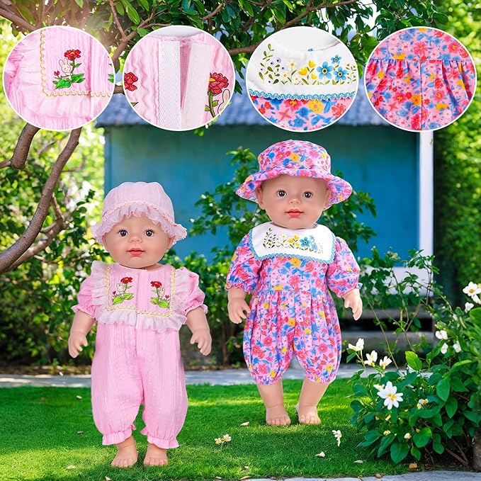 6 Sets 14-16 Inch Baby Doll Accessories & Clothes - Dress Outfits Headbands Accessories fits New Born 43cm , 15 inch Baby Doll